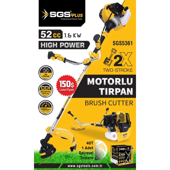 Sgs Motorlu Tırpan 8500DEVİR 52CC 1.6kw