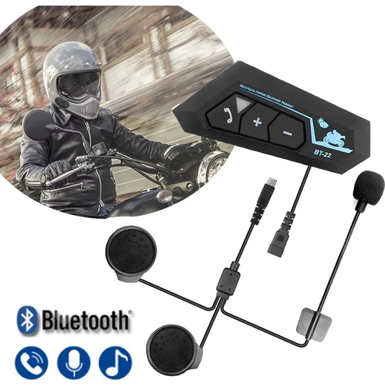 Beemen BT22 Motosiklet Bluetooth 5.0 Kablosuz Intercom Kask Kulaklık