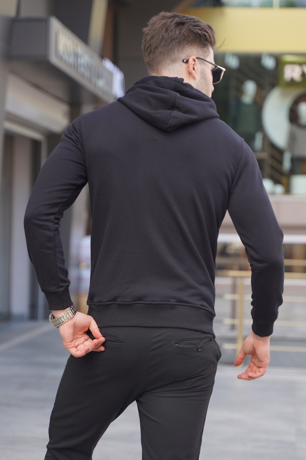 Madmext Siyah Kapüşonlu Sweatshirt 5289 görsel 5