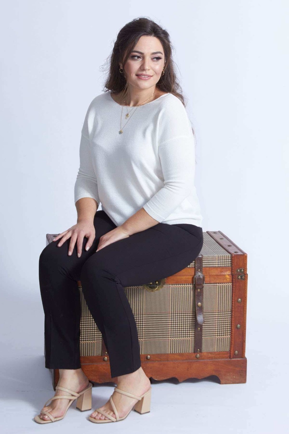 Moda Berray 4011 Krem Truvakar Kol Büyük Beden Triko
