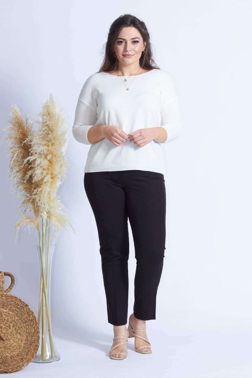 Moda Berray 4011 Krem Truvakar Kol Büyük Beden Triko görsel 2