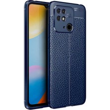 Lopard Xiaomi Poco C40 Kılıf Rugan Armor Deri Görünümlü Niss Silikon Lacivert