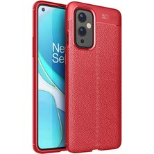 Lopard One Plus 9 Kılıf Rugan Armor Deri Görünümlü Niss Silikon Kırmızı