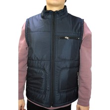 Derin Mavi Tasarım Çok Cepli Içi Elyaflı Battal Dahil 4 Renk 9 Beden  Kışlık Yelek