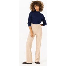 Seçil Minimalist Midi Kırışık Pantolon - Rahat Kesim