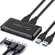 Alfais 4686 USB 3.0 4 Port Hub 2 Kasa Pc Bilgisayar Kvm Switch Splitter Çoklayıcı