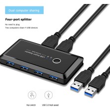 Alfais 4686 USB 3.0 4 Port Hub 2 Kasa Pc Bilgisayar Kvm Switch Splitter Çoklayıcı