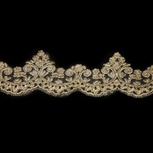 Nazarone Fransız Dantel E-2094 13,5mt Simli-Altın