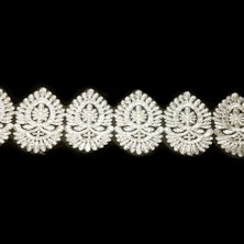 Nazarone Fransız Dantel JN1854 13,5mt Floş Simli-Krem-Gümüş