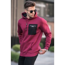 Madmext Bordo Baskılı Kapşonlu Sweatshirt 6004