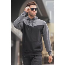 Madmext Siyah Kapüşonlu Renk Bloklu Erkek Sweatshirt 6024
