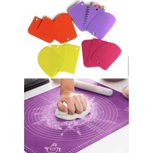 Megaw Ölçekli Silikon Hamur Matı 45*35 cm & 3'lü Pasta Hamur Şekillendirici Dekoratör Seti