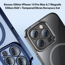 Baseus Glitter iPhone 14 Pro Max 6.7 Magsafe Silikon Kılıf + Tempered Ekran Koruyucu Set