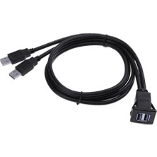 Beloving 2port Usb3.0 Erkek Kadın Araba Gömme Montaj Uzatma Paneli Kablosu 1 M (Yurt Dışından)