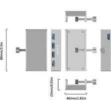 Beloving Taşınabilir Alüminyum 4 Bağlantı Noktası USB 3.0 Hub Ayrıştırıcı Klips Tipi Bilgisayar Dizüstü Bilgisayar (Yurt Dışından)