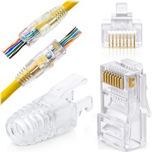 Tmgo Technology Ez Tipi Konnektör + But RJ45  Cat6 Yeni Nesil Delikli Jack