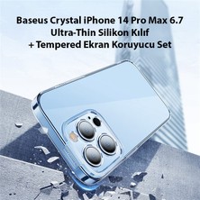 Baseus Crystal iPhone 14 Pro Max 6.7 Ultra-Thin Silikon Kılıf + Tempered Ekran Koruyucu Set