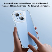 Baseus Illusion Series iPhone 14 6.1 Silikon Kılıf + Tempered Ekran Koruyucu + 4x Kamera Koruyucu Se