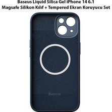 Baseus Liquid Silica Gel iPhone 14 6.1 Magsafe Silikon Kılıf + Tempered Ekran Koruyucu Set