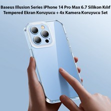 Baseus Illusion Series iPhone 14 Pro Max 6.7 Silikon Kılıf + Tempered Ekran Koruyucu + 4x Kamera Kor