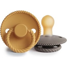 Frıgg Rope Ikili Kauçuk Emzik - Honey Gold / Portobello 0-6 Ay