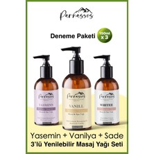 Parnassos Yasemin Özlü, Vanilyalı ve Sade Arındırıcı Yenilebilir Doğal Aromaterapi Masaj Yağı 150 ml Seti