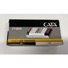 Çağatay Elektrik Cata CT-2674 Şerit Led Trafo 12 Volt 5 Amper 60 W (5 Metre)- CT-2574 UltraSlim Fansız