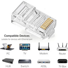 Wozlo RJ45 Konnektör Network Cat5 Cat6 Jak Jack Ethernet Uç - 100 Adet