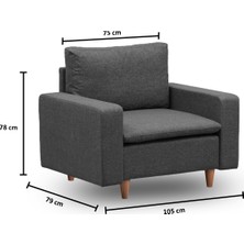 Pafu Lungo Modüler Berjer - Koyu Gri Keten