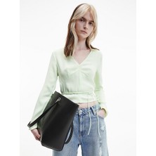 Calvin Klein Kadın Uzun Kollu Wrap Bluz