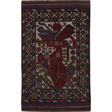 Naar Afgan Berceste Kırmızı El Dokuma Kilim 89X141 ~ 1.25 M2