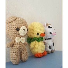 Design By Oykum designbyoykum 3'lü Minik Amigurumi Oyuncaklar (Inek+Civciv+Ayıcık)