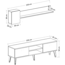 Zerka Concept Gama Lazer Desenli Tv Ünitesi  Tv Sehpası Ceviz-Safirmeşe 150 cm