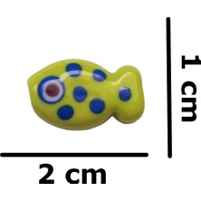 Beyoğlu Hediyelik Mavi Noktalı Yeşil Balık Çift Taraflı El Yapımı 3 mm Delikli Murano Camdan Kolye Bileklik Ucu