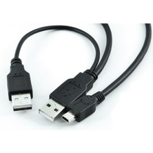 Wozlo Harici Diskler Için 2 USB 5 Pin Mini USB Y Kablo Harddisk Kablosu