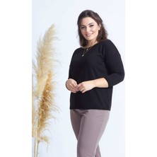 Moda Berray 4010 Siyah Truvakar Kol Büyük Beden Triko