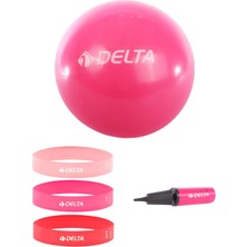 Delta 75 cm Pilates Topu 3'lü Squat Bandı Egzersiz Direnç Lastiği Pilates Topu Pompası 5'li Set