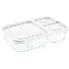 3 Bölmeli Smart Dikdörtgen Saklama Kabı - Beyaz