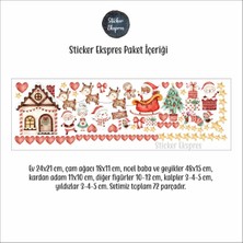 Sticker Ekspres Yılbaşı Şirin Ev Noel Baba Kardan Adam ve Kış Figürleri Yeni Yıl Cam Duvar Kapı Sticker Seti