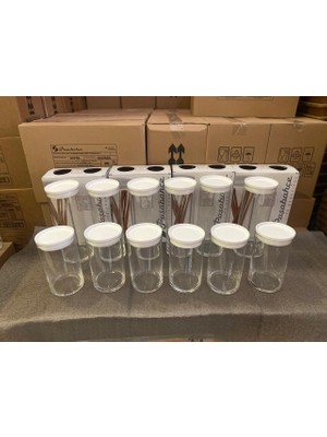 Paşabahçe Vakumlu Cam Kavanoz - Cam Erzak Saklama Kabı 12 Li 2 Boy (Beyaz)