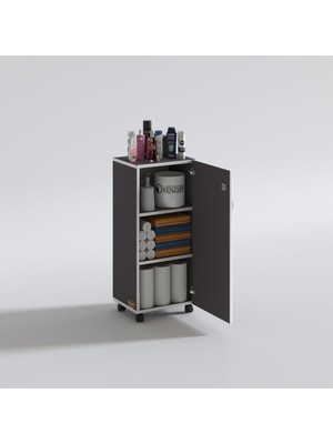 Kenzlife mutfak dolabı zehra 088*030*032 gri kilitli tekerlekli banyo evrak ofis kitaplık ayakkabılık kiler