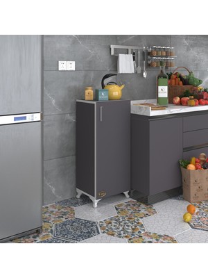 Kenzlife mutfak dolabı mine 088*030*032 gri kapaklı ayaklı banyo evrak ofis kitaplık ayakkabılık kiler