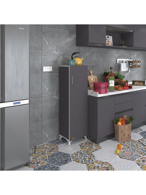Kenzlife mutfak dolabı mine 128*030*032 gri kapaklı ayaklı banyo evrak ofis kitaplık ayakkabılık kiler