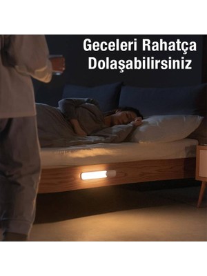 Baseus 3 Kademeli Hareket Sensörlü 1200MAH Bataryalı Gece Lambası, Dolap, Masa,mutfak, Banyo Lambası