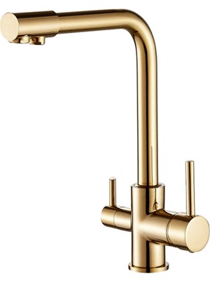 Arıtmalı L Tipi Ağır Gövde Mutfak Evye Bataryası Gold