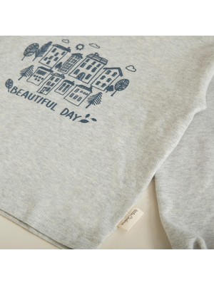 Chakra Tiny House Baskılı Sweatshirt Gri