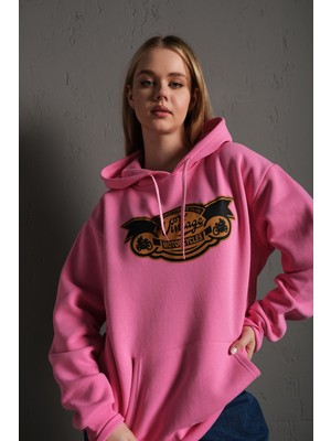 Trendseninle Kadın Vintage Baskılı Kapüşonlu Oversize Sweatshirt