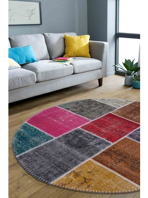 Naar Patchwork 17301 Renkli 150X150 Daire Halı ~ 2.25 M2