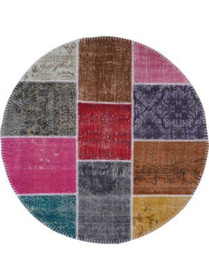 Naar Patchwork 17301 Renkli 150X150 Daire Halı ~ 2.25 M2