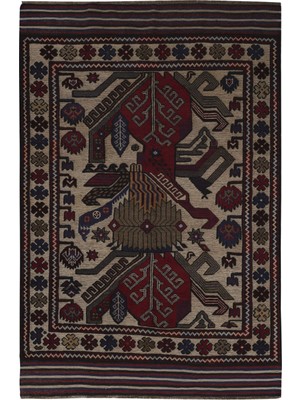 Naar Afgan Berceste Kırmızı El Dokuma Kilim 132X200 ~ 2.64 M2